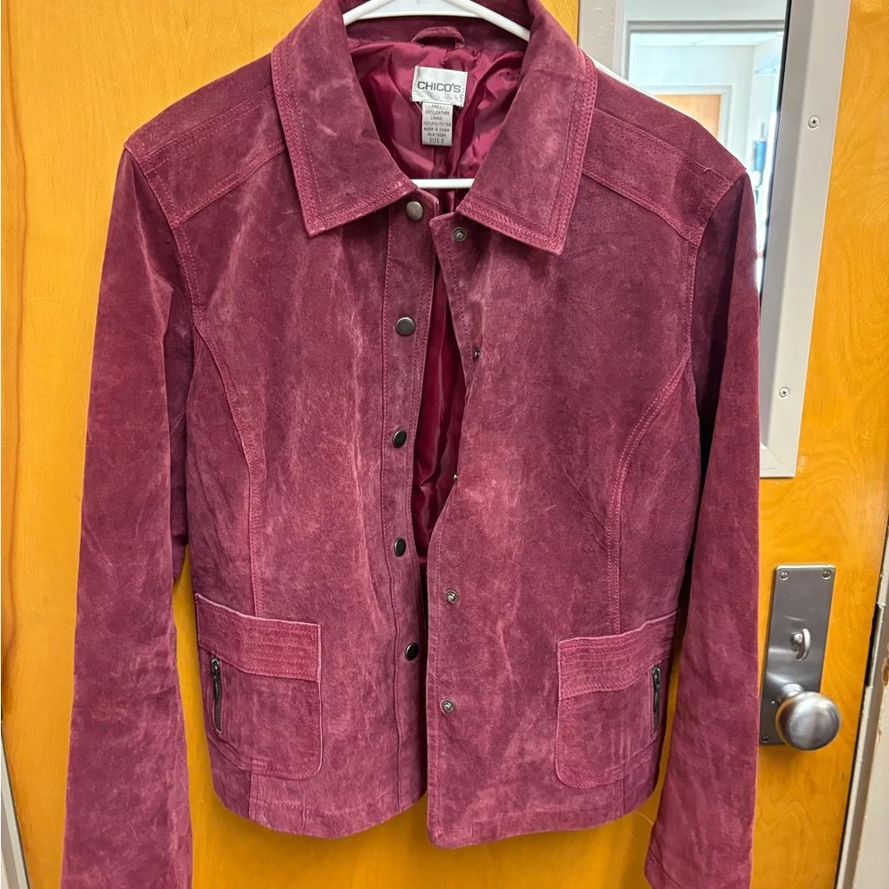 Chico's Deep Plum Leather Jacket - Picture 1 of 2